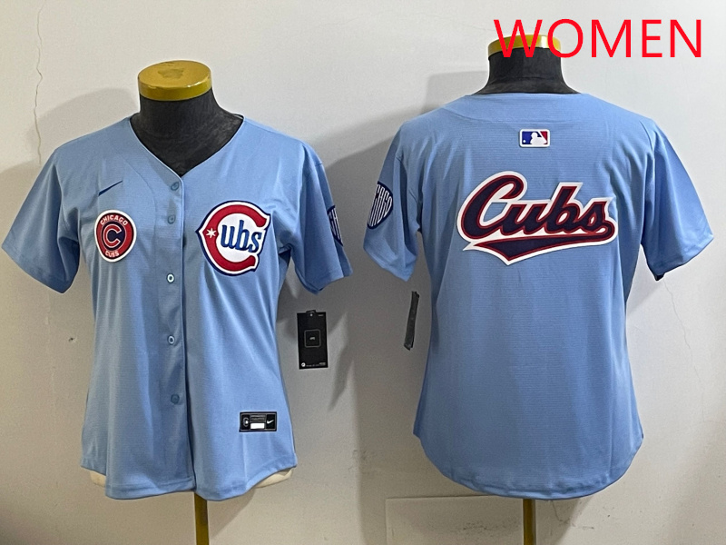 Women 2025 Chicago Cubs blank Blue Game Nike MLB Jersey style 55